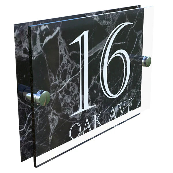 Mr Plaques Bellagio A5 House Sign Modern Glass Effect Acrylic Door Number & Name Plaque 200 × 130mm