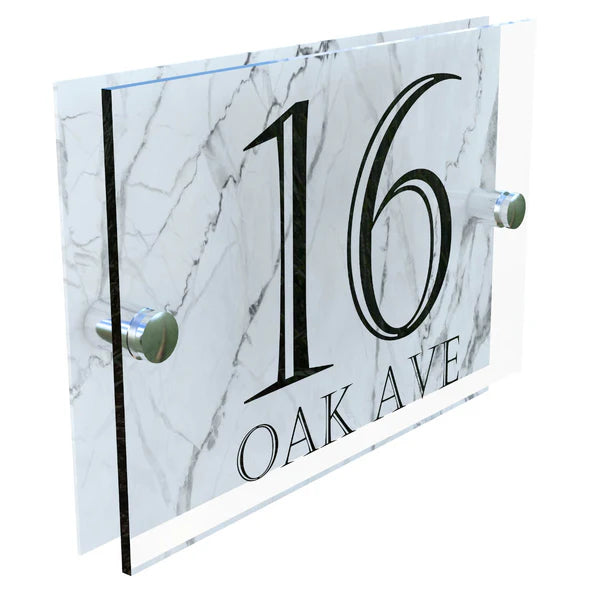 Mr Plaques Bellagio A5 House Sign Modern Glass Effect Acrylic Door Number & Name Plaque 200 × 130mm