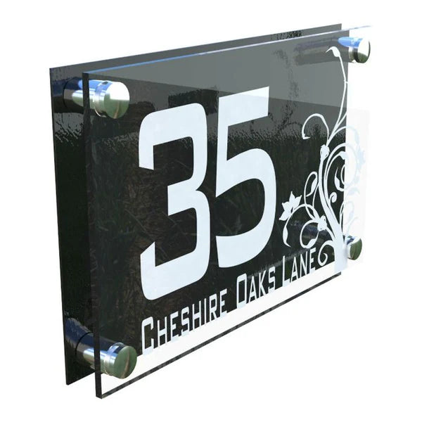 Mr Plaques Decorative A4 House Sign (Flower)