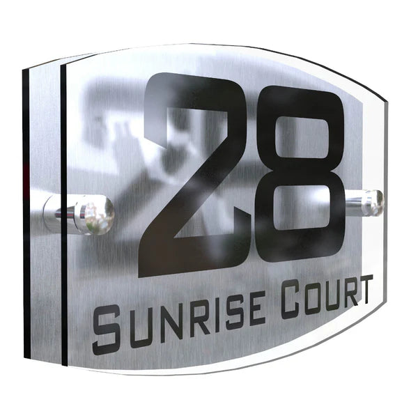 Mr Plaques Eminent A5 House Sign 200 × 130mm UV Printed Acrylic & Aluminium Floating Door Number & Address Plaque