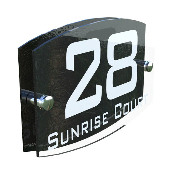 Mr Plaques Eminent A5 House Sign 200 × 130mm UV Printed Acrylic & Aluminium Floating Door Number & Address Plaque