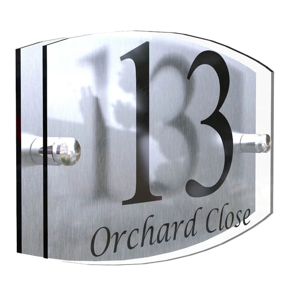 Mr Plaques Eminent A5 House Sign 200 × 130mm UV Printed Acrylic & Aluminium Floating Door Number & Address Plaque