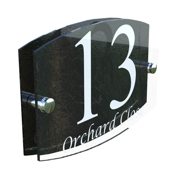 Mr Plaques Eminent A5 House Sign 200 × 130mm UV Printed Acrylic & Aluminium Floating Door Number & Address Plaque