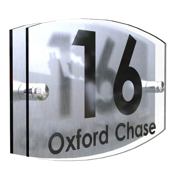 Mr Plaques Eminent A5 House Sign 200 × 130mm UV Printed Acrylic & Aluminium Floating Door Number & Address Plaque