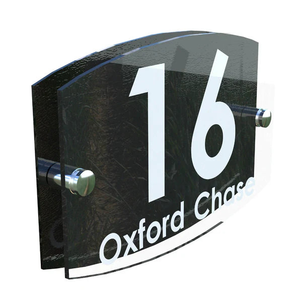 Mr Plaques Eminent A5 House Sign 200 × 130mm UV Printed Acrylic & Aluminium Floating Door Number & Address Plaque
