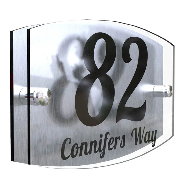 Mr Plaques Eminent A5 House Sign 200 × 130mm UV Printed Acrylic & Aluminium Floating Door Number & Address Plaque