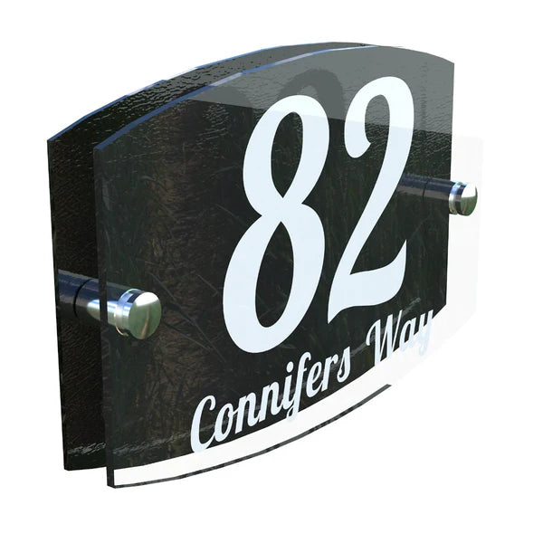 Mr Plaques Eminent A5 House Sign 200 × 130mm UV Printed Acrylic & Aluminium Floating Door Number & Address Plaque
