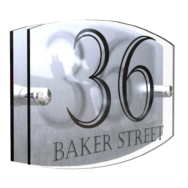Mr Plaques Eminent A5 House Sign 200 × 130mm UV Printed Acrylic & Aluminium Floating Door Number & Address Plaque