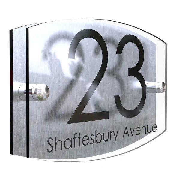 Mr Plaques Eminent A5 House Sign 200 × 130mm UV Printed Acrylic & Aluminium Floating Door Number & Address Plaque