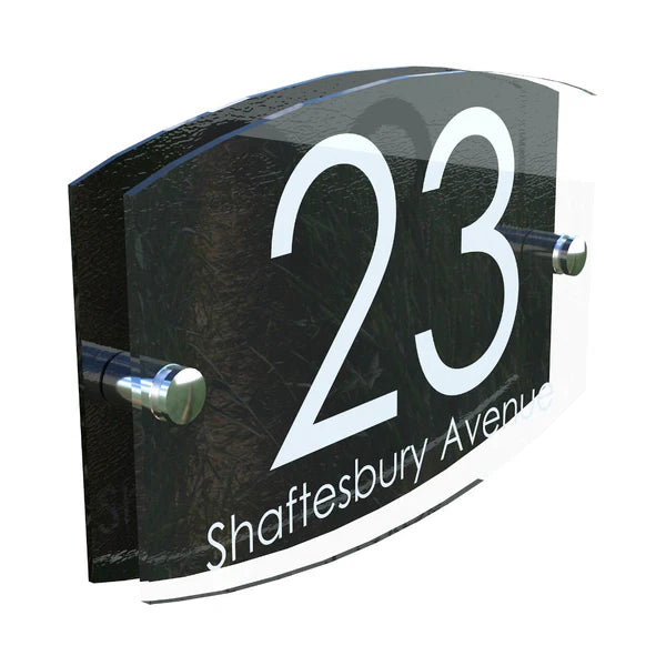 Mr Plaques Eminent A5 House Sign 200 × 130mm UV Printed Acrylic & Aluminium Floating Door Number & Address Plaque