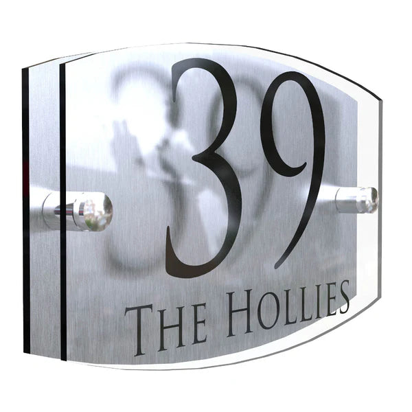 Mr Plaques Eminent A5 House Sign 200 × 130mm UV Printed Acrylic & Aluminium Floating Door Number & Address Plaque