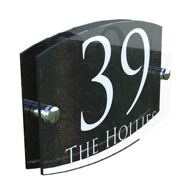Mr Plaques Eminent A5 House Sign 200 × 130mm UV Printed Acrylic & Aluminium Floating Door Number & Address Plaque