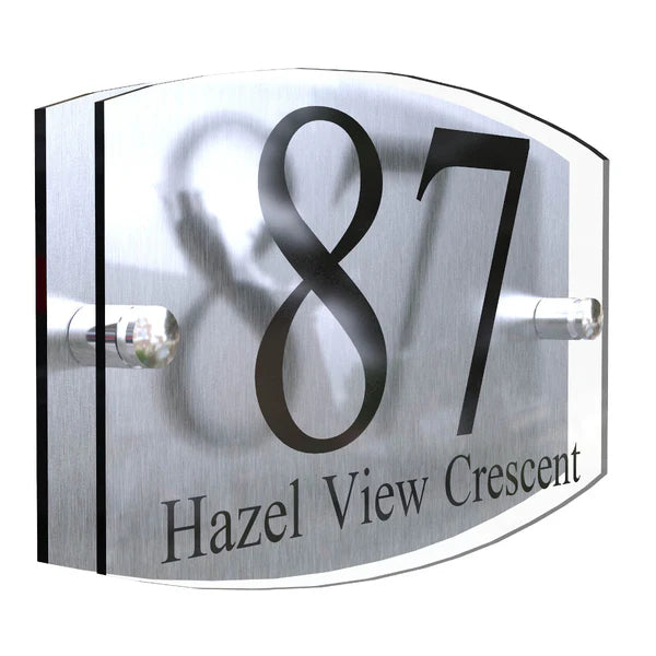 Mr Plaques Eminent A5 House Sign 200 × 130mm UV Printed Acrylic & Aluminium Floating Door Number & Address Plaque