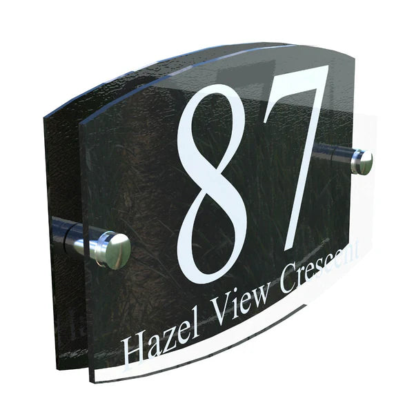 Mr Plaques Eminent A5 House Sign 200 × 130mm UV Printed Acrylic & Aluminium Floating Door Number & Address Plaque