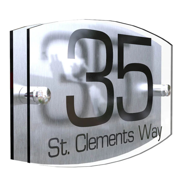 Mr Plaques Eminent A5 House Sign 200 × 130mm UV Printed Acrylic & Aluminium Floating Door Number & Address Plaque