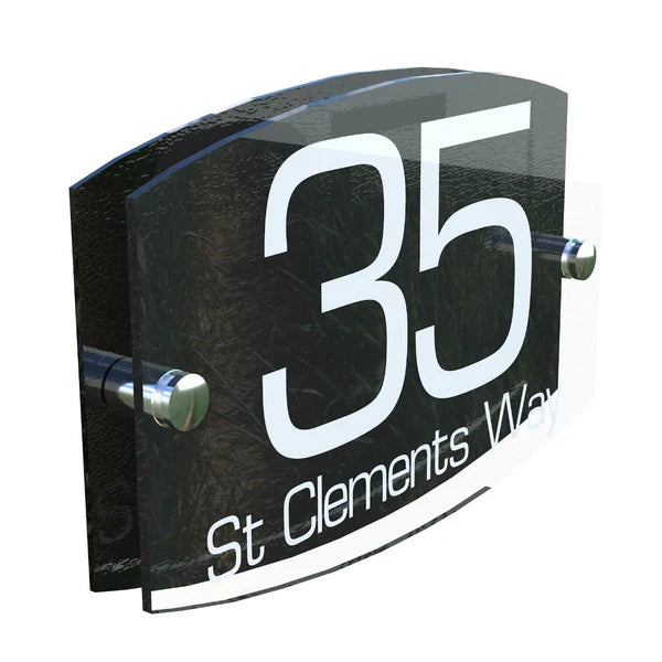 Mr Plaques Eminent A5 House Sign 200 × 130mm UV Printed Acrylic & Aluminium Floating Door Number & Address Plaque