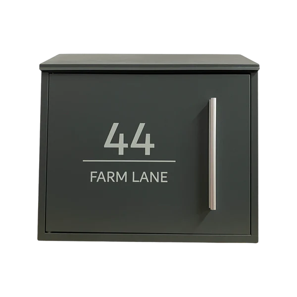 Personalised Modern Wall-Mounted Post Box – Matt Black or Matt Grey