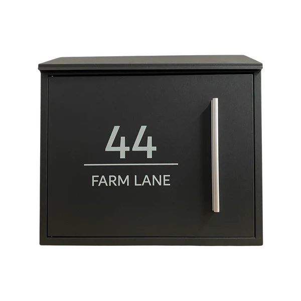 Personalised Modern Wall-Mounted Post Box – Matt Black or Matt Grey