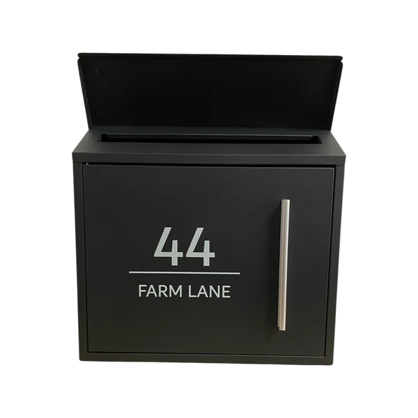 Personalised Modern Wall-Mounted Post Box – Matt Black or Matt Grey