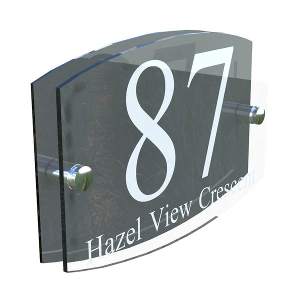 Mr Plaques Eminent A5 House Sign 200 × 130mm UV Printed Acrylic & Aluminium Floating Door Number & Address Plaque