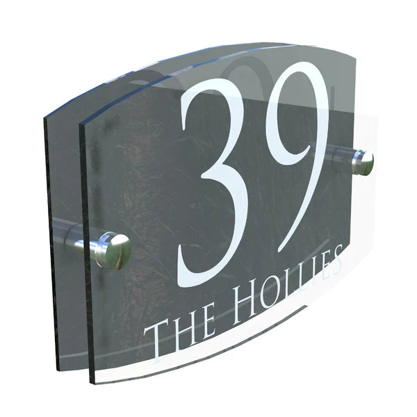 Mr Plaques Eminent A5 House Sign 200 × 130mm UV Printed Acrylic & Aluminium Floating Door Number & Address Plaque