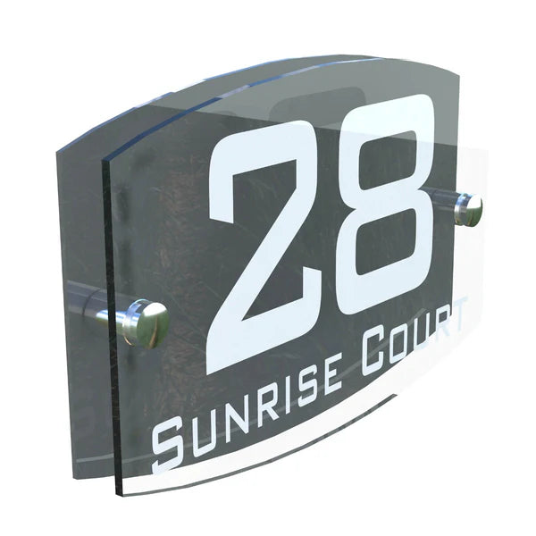 Mr Plaques Eminent A5 House Sign 200 × 130mm UV Printed Acrylic & Aluminium Floating Door Number & Address Plaque