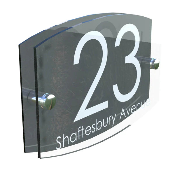 Mr Plaques Eminent A5 House Sign 200 × 130mm UV Printed Acrylic & Aluminium Floating Door Number & Address Plaque