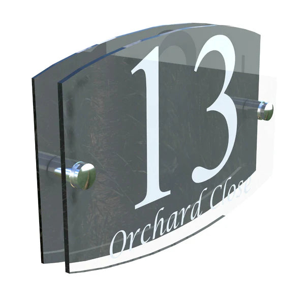 Mr Plaques Eminent A5 House Sign 200 × 130mm UV Printed Acrylic & Aluminium Floating Door Number & Address Plaque