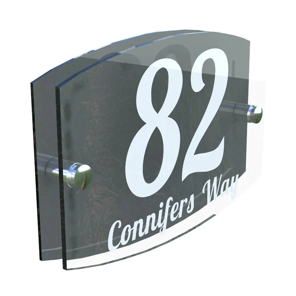Mr Plaques Eminent A5 House Sign 200 × 130mm UV Printed Acrylic & Aluminium Floating Door Number & Address Plaque