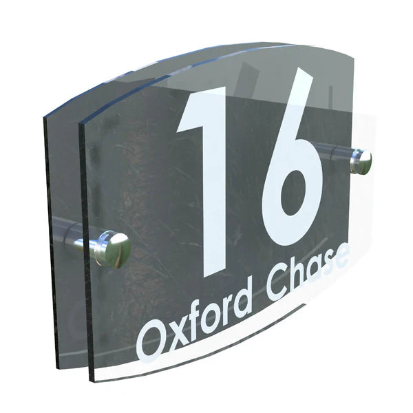 Mr Plaques Eminent A5 House Sign 200 × 130mm UV Printed Acrylic & Aluminium Floating Door Number & Address Plaque