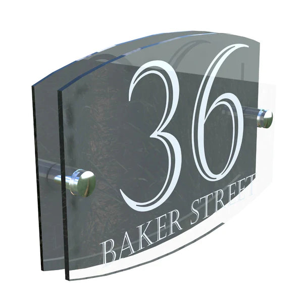 Mr Plaques Eminent A5 House Sign 200 × 130mm UV Printed Acrylic & Aluminium Floating Door Number & Address Plaque