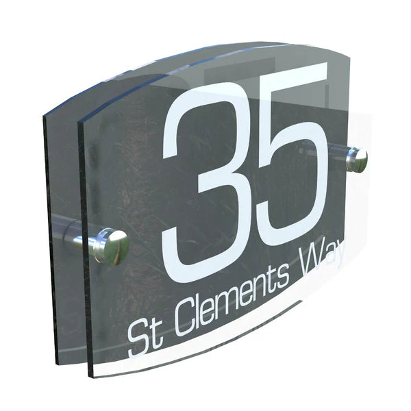 Mr Plaques Eminent A5 House Sign 200 × 130mm UV Printed Acrylic & Aluminium Floating Door Number & Address Plaque